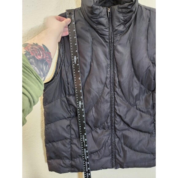 Nine West Separates Down Puffer Vest Women's XL Black Wavy Quilted Zip Up Y2K - Picture 3 of 7
